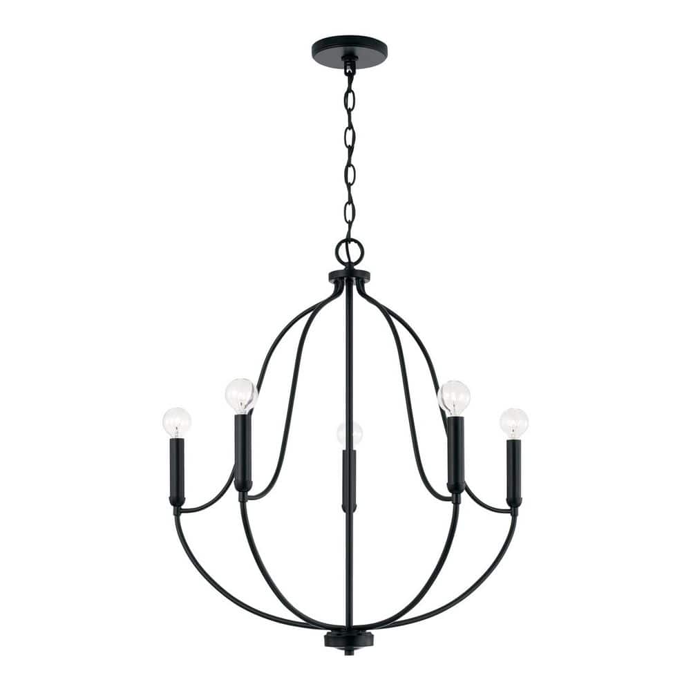 Madison 25 in. W x 27 in. H 5-Light Chandelier in Matte Black price history on PriceWatchPro