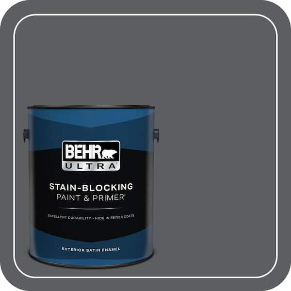 BEHR ULTRA 1 gal. #N500-6 Graphic Charcoal Satin Enamel Exterior Paint & Primer