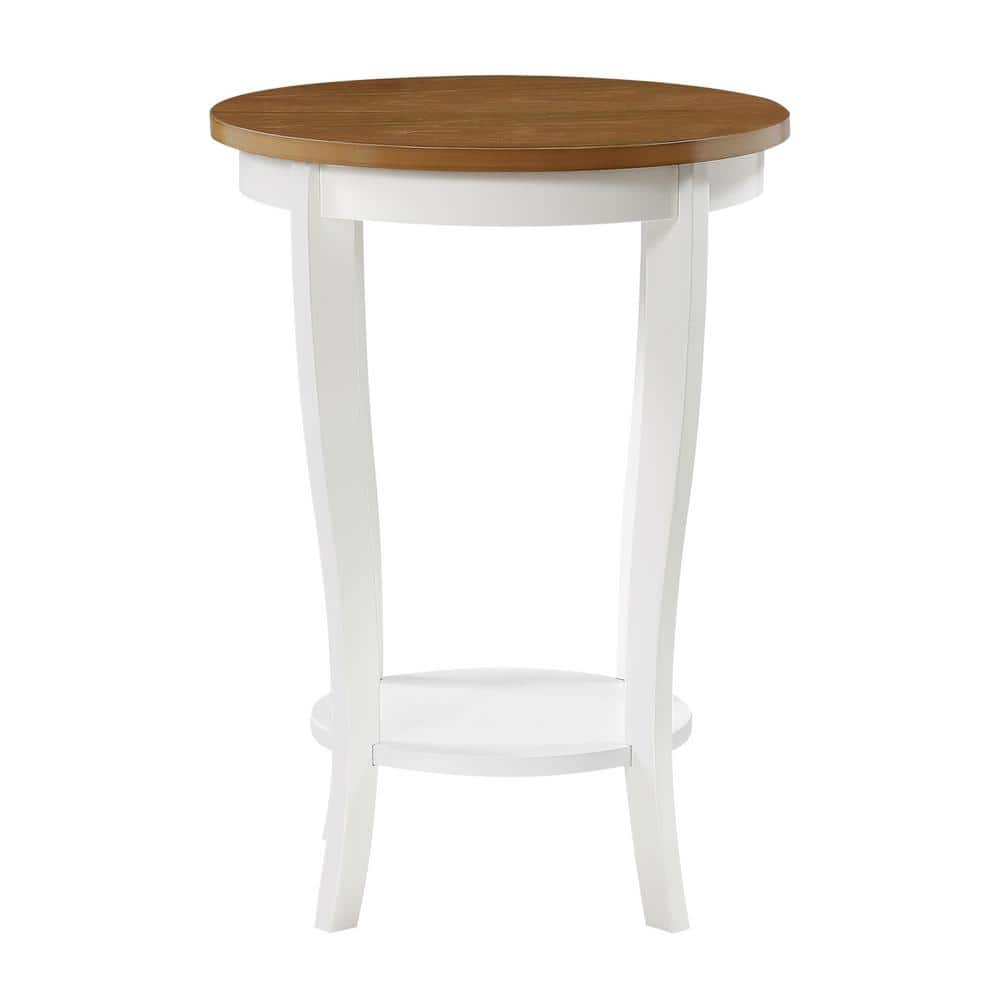 Heritage Elegance 18" Round Driftwood & White Wood End Table