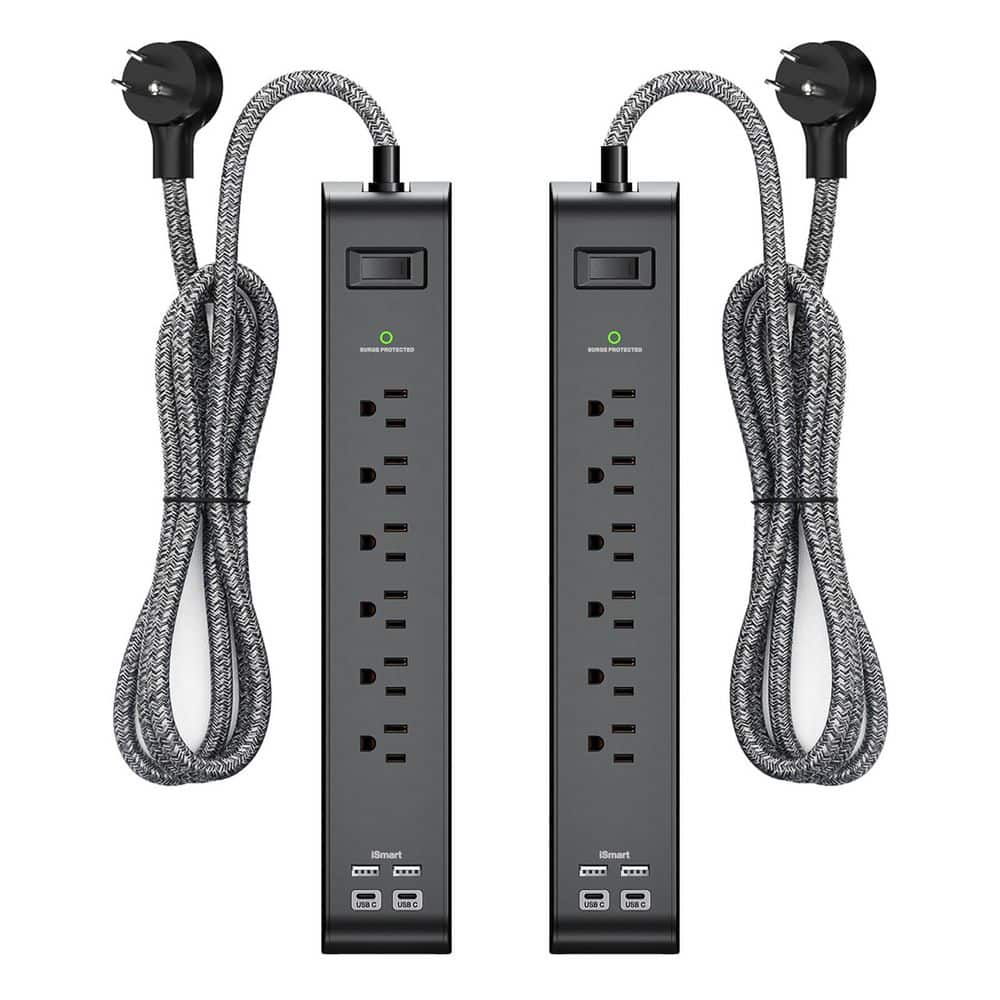 2-Pack 6-Outlet Power Strip with Surge Protection 4 USB Ports 5 ft. Flat Plug 900 Joules 15A Circuit Breaker ETL price history on PriceWatchPro