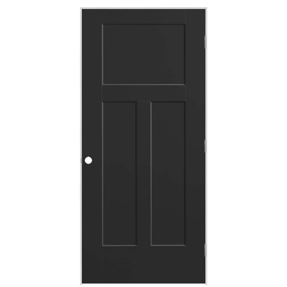 Masonite 36 in. x 80 in. 3-Panel Winslow Left-Hand Solid Core Jet