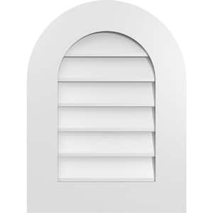 18 in. x 24 in. Round Top Surface Mount PVC Gable Vent: Decorative with Standard Frame