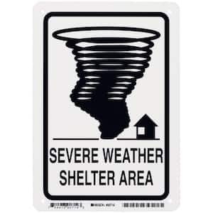 10 in. x 7 in. Glow-in-the-Dark Plastic Severe Weather Shelter Area Sign