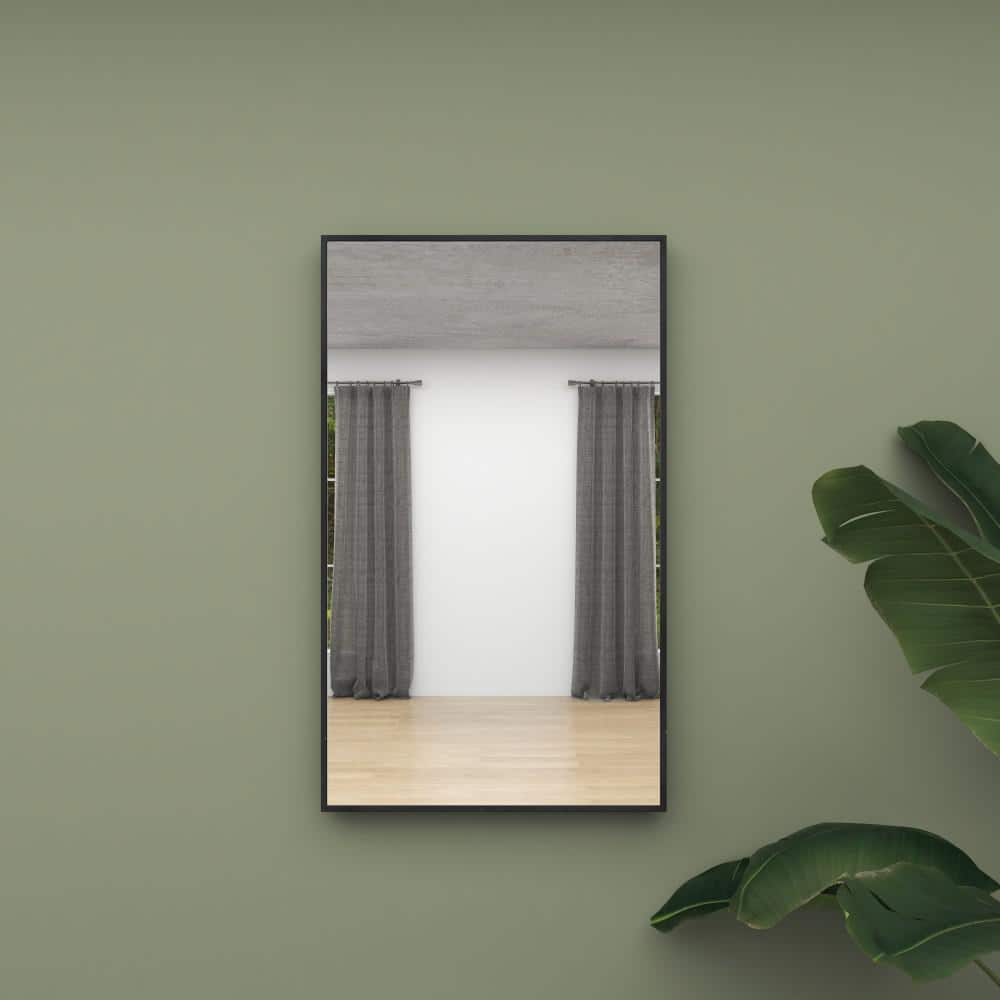 Sleek Black Wood Rectangular Wall Mirror 24" x 40"