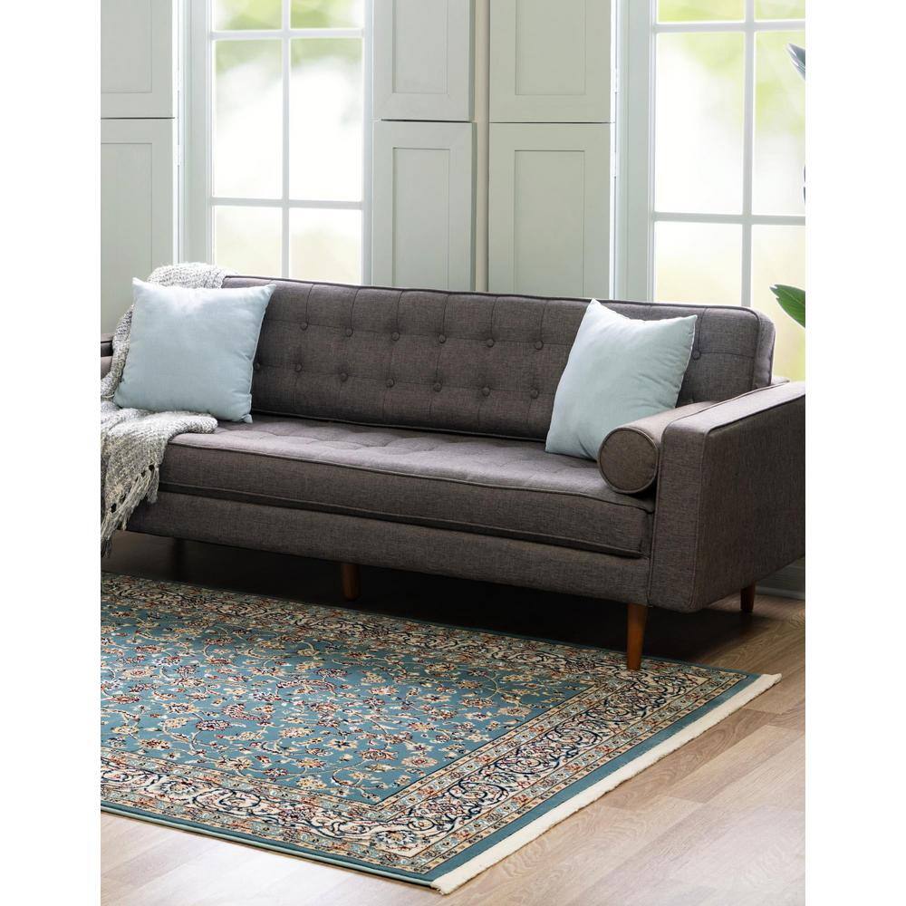 Serenity Blue Medallion 5' x 8' Easy-Care Synthetic Indoor Rug