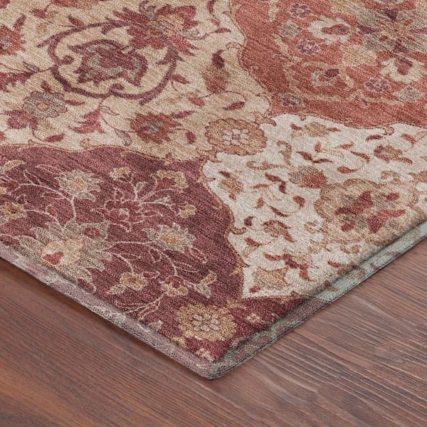 Mayfield Premium Machine Washable Abstract AMF2292 Brick 2 ft. x 3 ft. Accent Rug