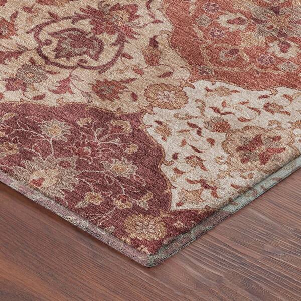 Mayfield Premium Machine Washable Abstract AMF2292 Brick 8 ft. x 10 ft. Area Rug