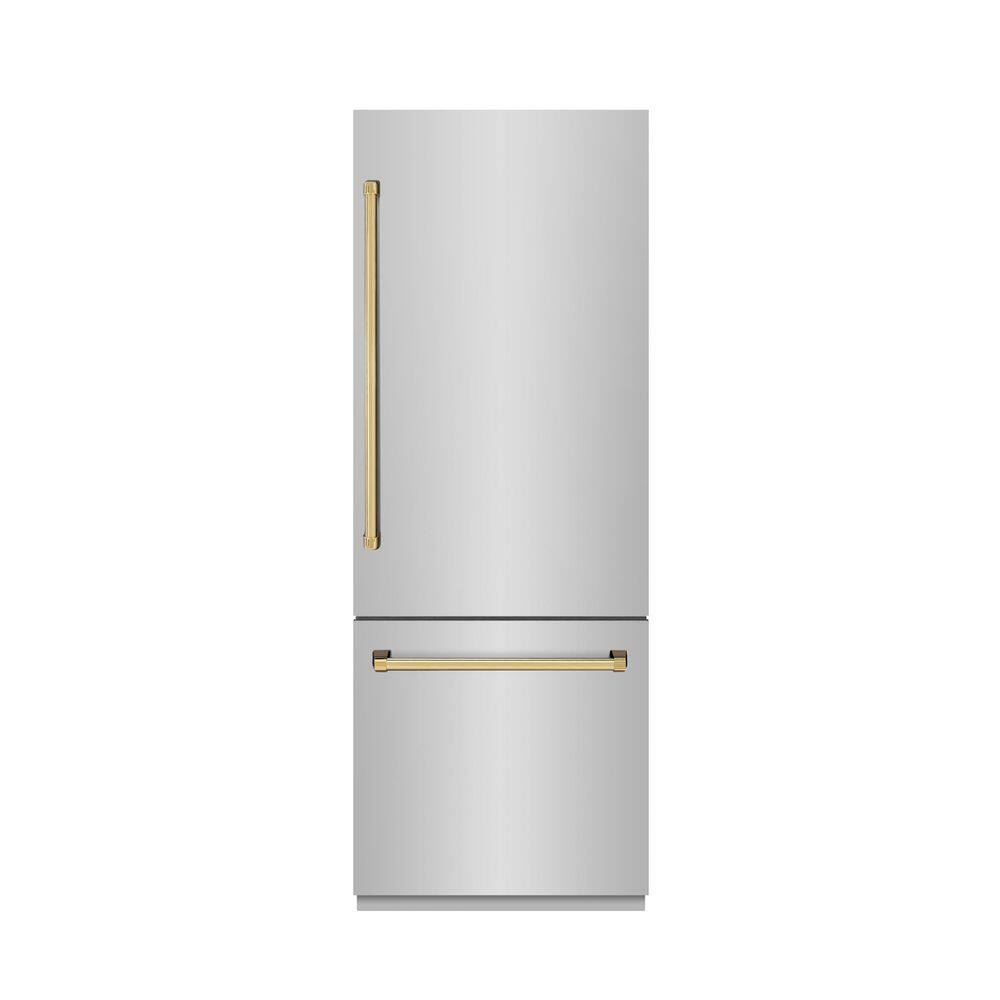 30 in. 16.1 cu. ft. Built-in Bottom Freezer Refrigerator in Stainless Steel with Graphite Gray Interior and Gold Accents price history on PriceWatchPro