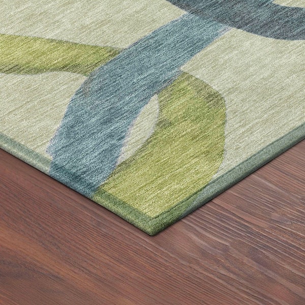 Chantille Machine Washable Indoor/Outdoor Abstract ACN2394 Aloe 8 ft. x 10 ft. Area Rug