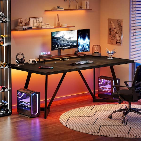 BYBLIGHT Moroni 70.86 in. Modern Black Rectangular Wood Executive 