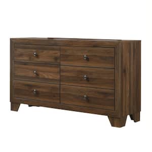 16.4 in. Brown 6-Drawer Wooden Dresser Without Mirror