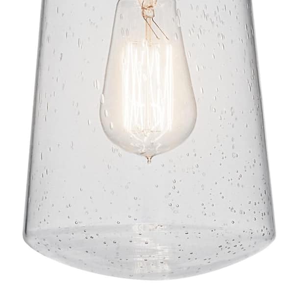 Lyndon 11.75 in. 1-Light Brushed Aluminum Hanging Pendant Light with Clear Seeded Glass (1-Pack)