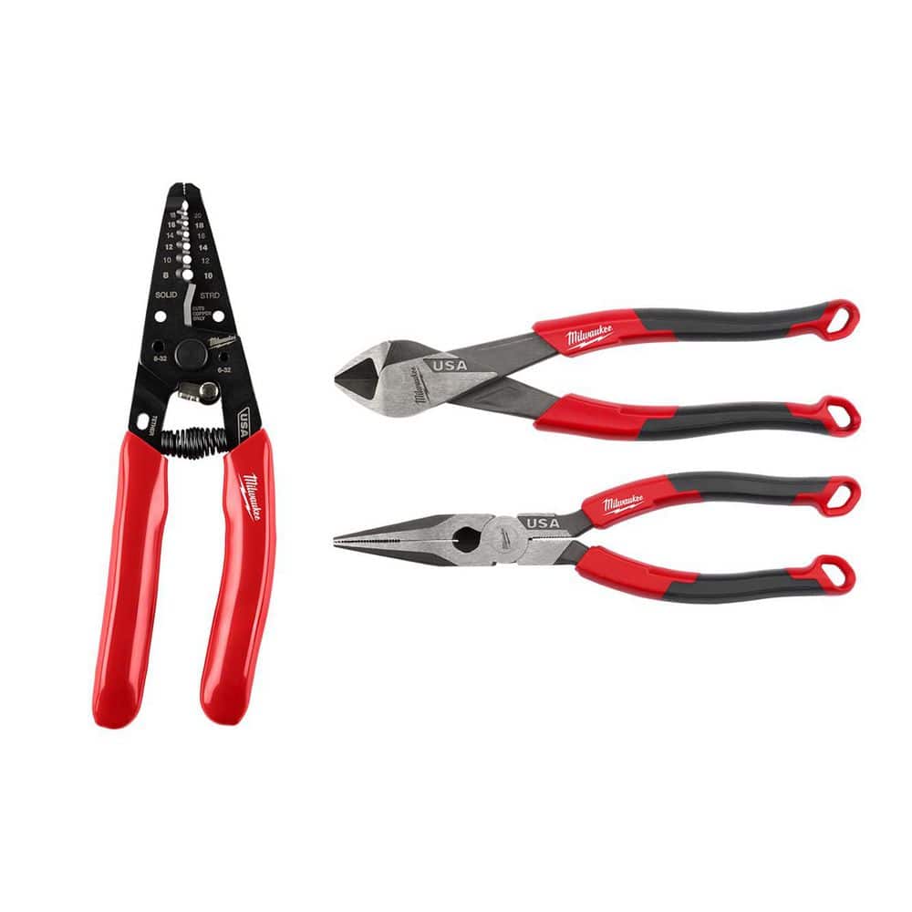 "8-20 AWG Dpd Grip Wire Stripper/Cutter(USA), 8"" Diag Cmfrt Grip Ctng Pliers(USA), & 8""Lng Nose Cmfrt Grp Pliers(USA)" price history on PriceWatchPro