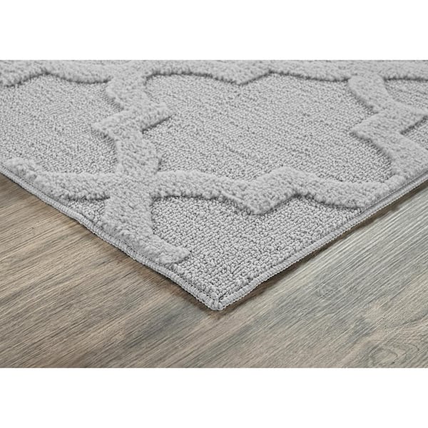 Quatro Silver 9 ft. x 12 ft. Cut-loop Trellis Area Rug