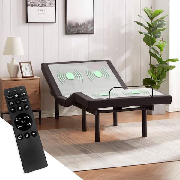 HEARTH & HARBOR Twin XL Luxury Adjustable Bed Base with Wireless Remote, Head and Foot Massage, LED Lighting and Dual USB Ports