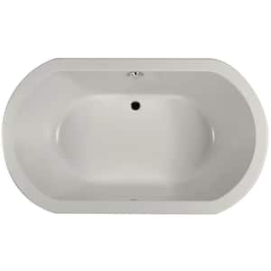 ANZA 72 in. x 42 in. Oval Soaking Bathtub with Center Drain in Oyster