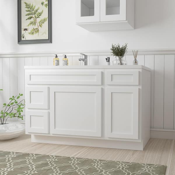 Vanity Art 51 in. W x 21 in. D x 32.5 in. H Bath Vanity Cabinet without Top in White
