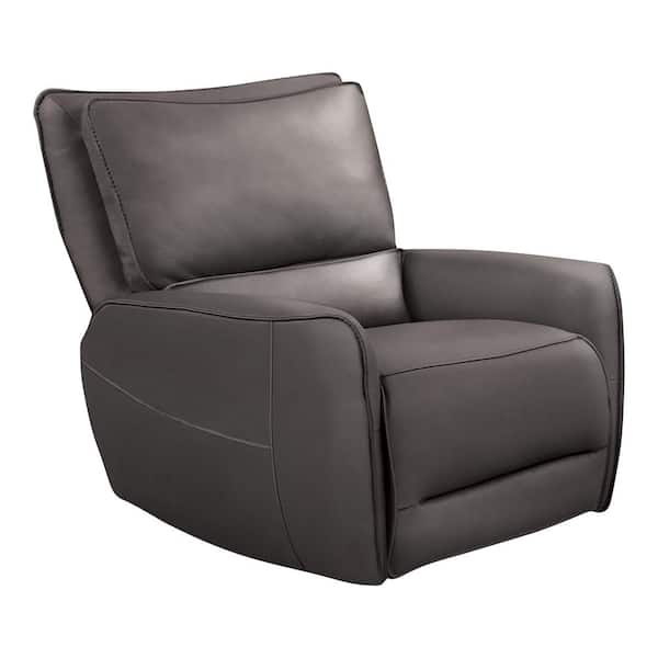 Furniture of America Elvera Gray Leather Power Recliner Chair with Armrests