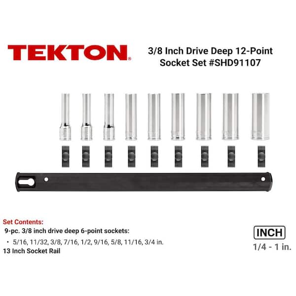 3/8 in. Drive Deep 12-Point Socket Set 5/16 in. to 3/4 in. (9-Piece)