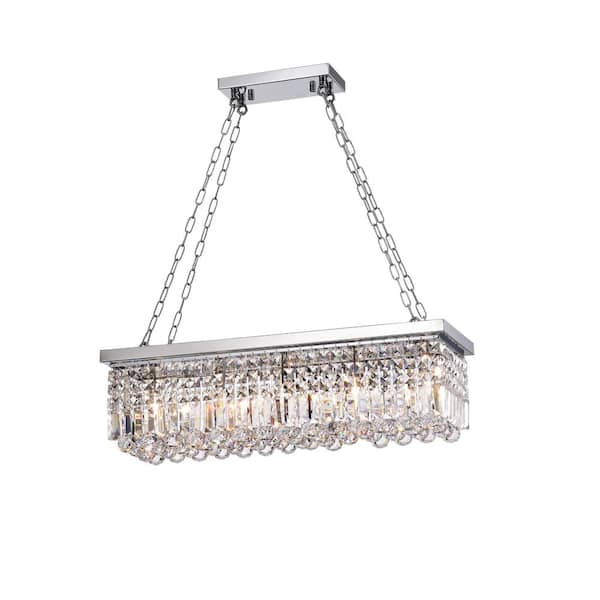 GREENVILLE SIGNATURE Torrione 5-Light Chrome Chandelier with Crystal Accents for Kitchen Island with No Bulbs Included