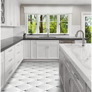Spark C B&W Morning 8 in. x 9 in. Cement Handmade Floor and Wall Tile (Box of 8 / 2.96 sq. ft.)