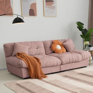 89 in. Overstuffed Armless 2-piece Anti Cat Scratch Microfiber Curved Sectional Sofa Couch for Apartment in. Pink