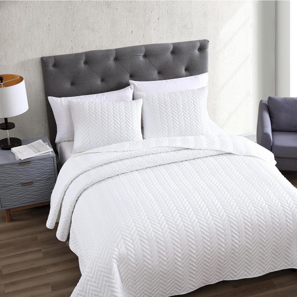 BEE & WILLOW FULL / QUEEN 100% Cotton Textured White Blanket Bedspread NEW