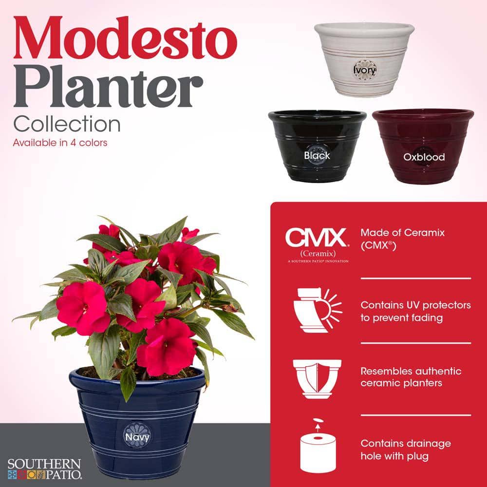 Oxblood Resin 15.25" Modesto Planter for Indoor & Outdoor