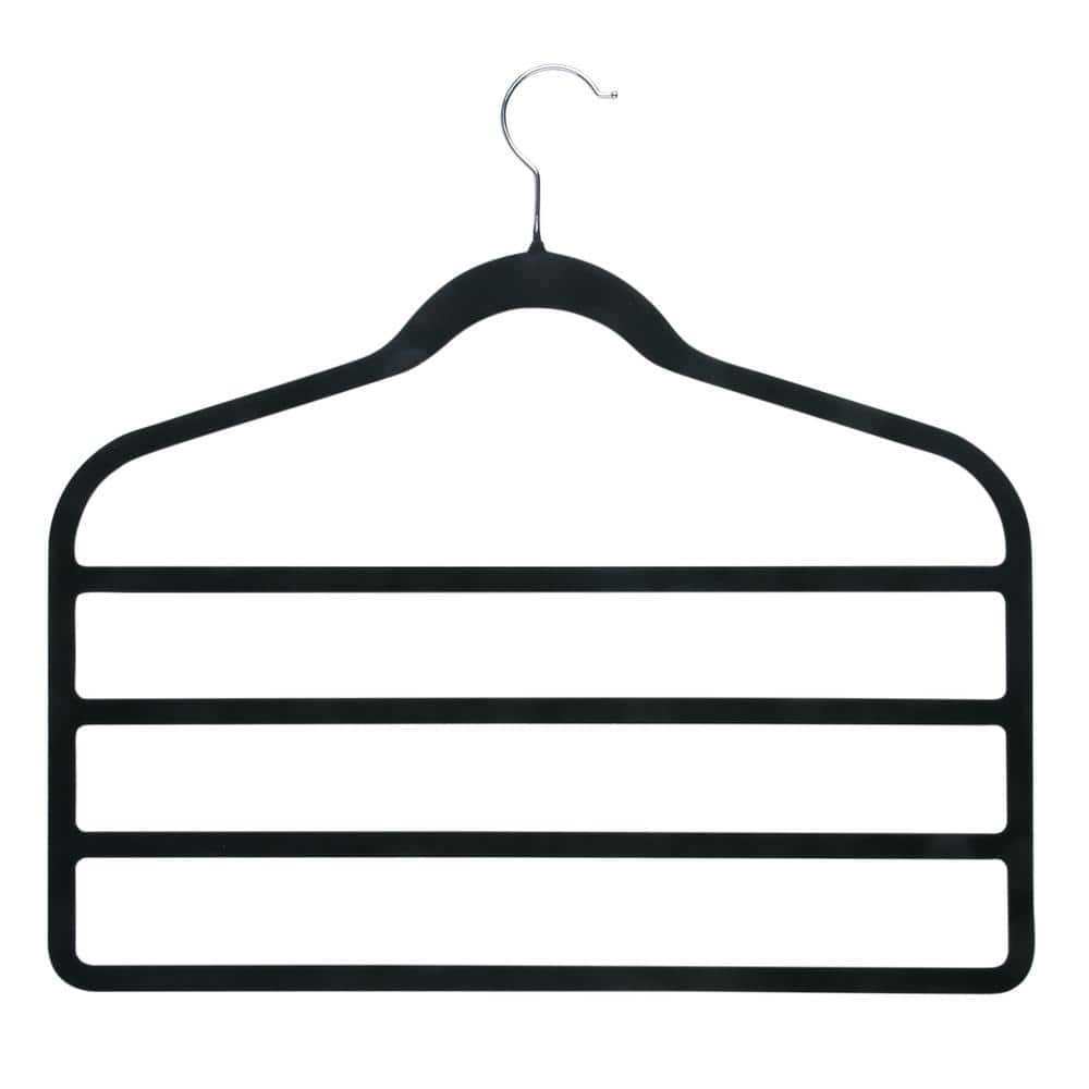 Black Velvet 4-Tier Non-Slip Pants Hangers, 4 Pack