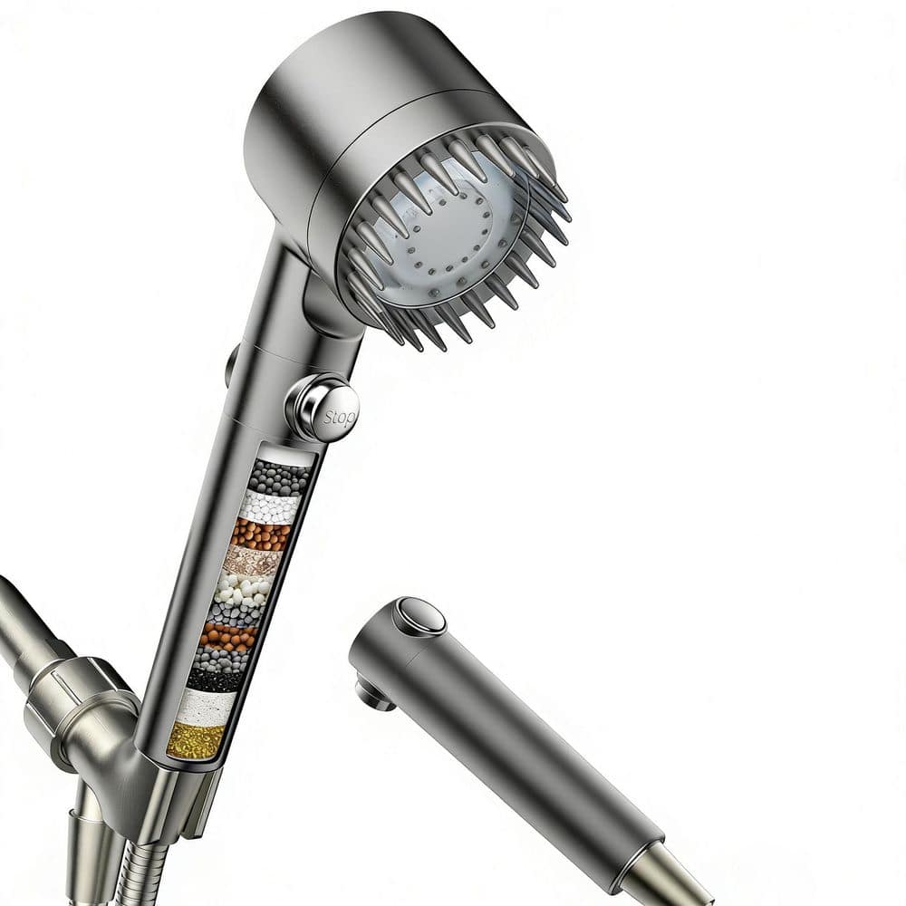 4-Spray Filtered Shower Head with Handheld with ON/OFF Switch, ‎Wall Mounted Handheld Shower Head 1.8 GPM in Gray price history on PriceWatchPro