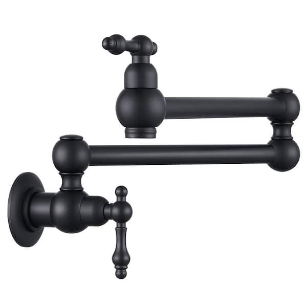 waterpar Wall Mounted Pot Filler with Lever Handle in Matte Black