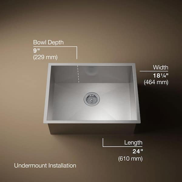 KOHLER Vault Undermount Stainless Steel 24 in. Single Bowl Kitchen