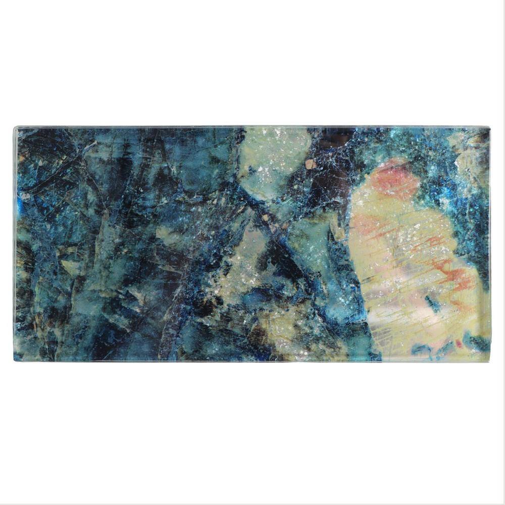 Astral Blue Polished Glass Rectangular Wall Tile