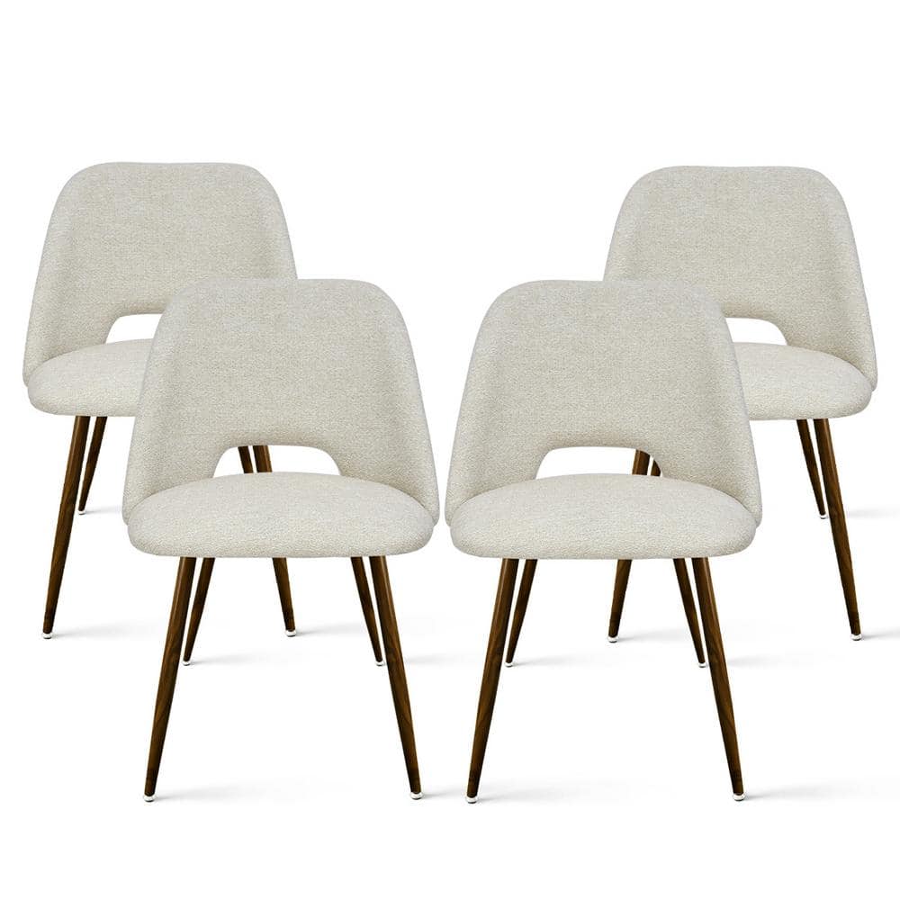 Elevens Upholstered Modern Cutout Back Dining Chair with Walnut Leg (Set of  4) EDWIN-CHAIR-WALNUTBEIGE - The Home Depot