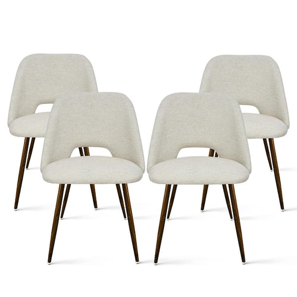 Elevens Upholstered Modern Cutout Back Dining Chair with Walnut Leg (Set of 4)