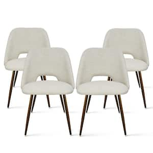 Upholstered Modern Cutout Back Dining Chair with Walnut Leg (Set of 4)