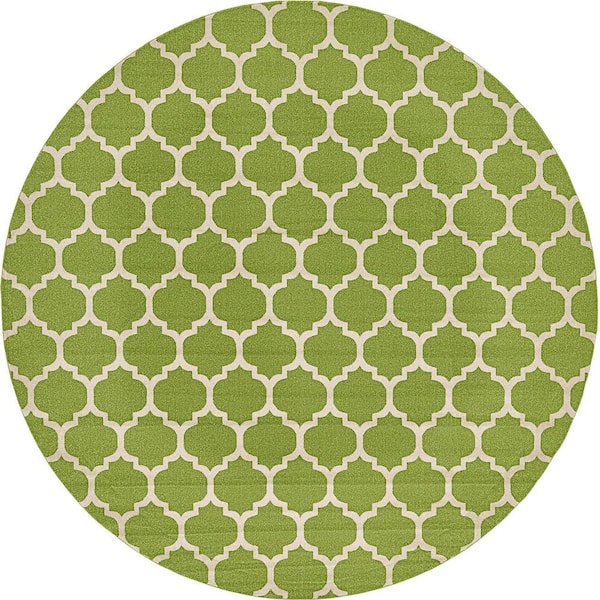 Trellis Philadelphia Light Green/Beige 10' 0 x 10' 0 Round Rug