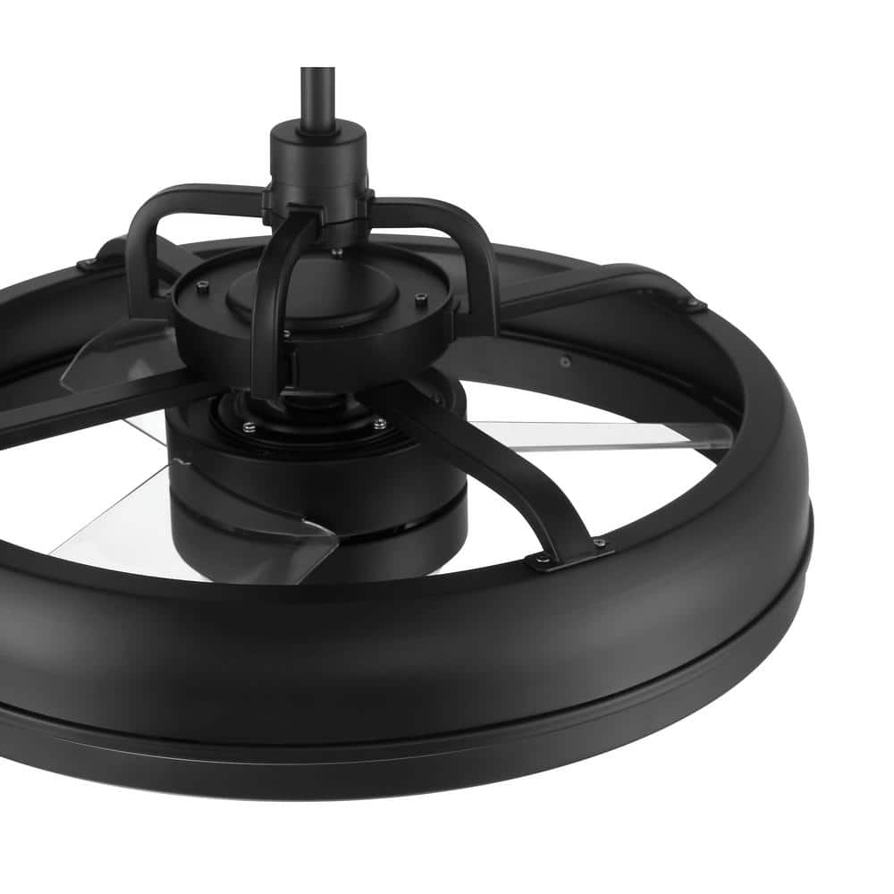 Taylor 24-Inch Flat Black Ceiling Fan with Frost White Glass Shade