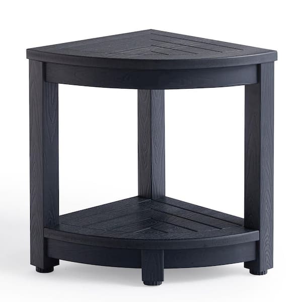 13 in. W Poly Lumber Plastic Shower Seat in Black, Waterproof Bathroom Shower Bench Seat for Inside Shower