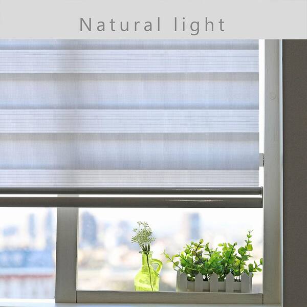 Free Stop Ice White Cordless Light Filtering Polyester Zebra
