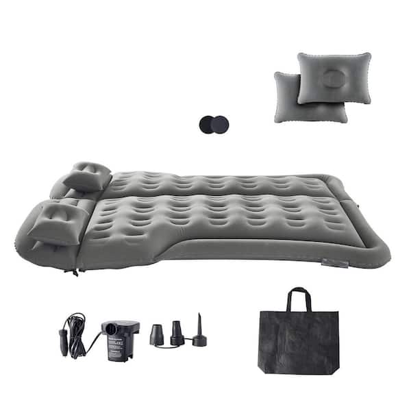 Gray Inflatable Car Air Mattress with Flocking Durable, Portable, Includes Pump and Bag Fits Most SUVs, MPVs, Sedans