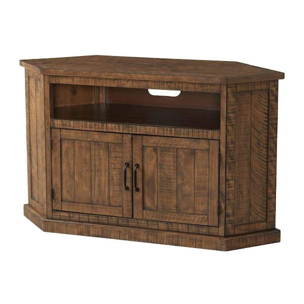 Benjara 49.5 in. Brown Wood TV Stand Fits TVs up to 55 Inch in. with Wooden Frame