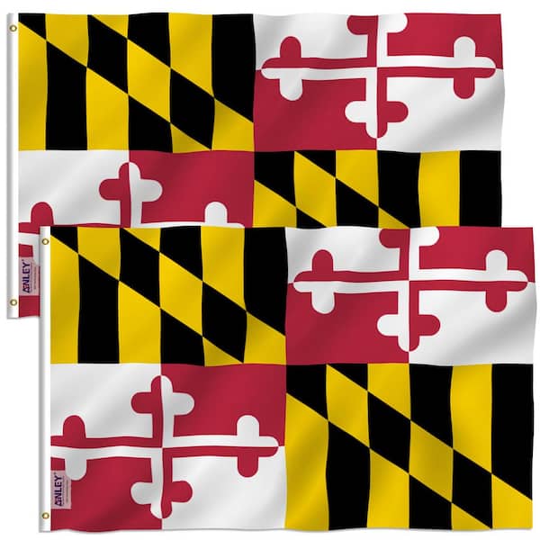 Fly Breeze 3 ft. x 5 ft. Polyester Maryland State 2-Sided Flags Banners with Brass Grommets (2-Pack)