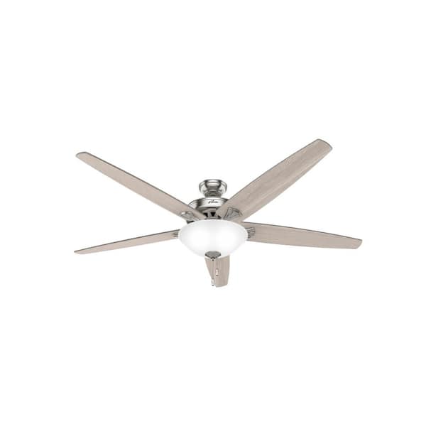 Hunter Stockbridge 70 in. Indoor Brushed Nickel Ceiling Fan with Light Kit