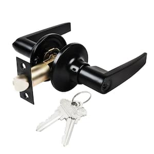 Matte Black Light Commercial Duty Entry Door Lever Lock Set with 4 Keys Total, (2-Pack, Keyed Alike)