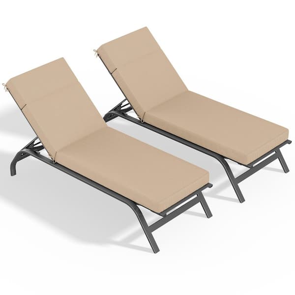 80 x 26 x 4 in. (2-Pack) Outdoor Chaise Lounge Cushion, Water Resistant Patio Replacement Seat Cushion, Sand