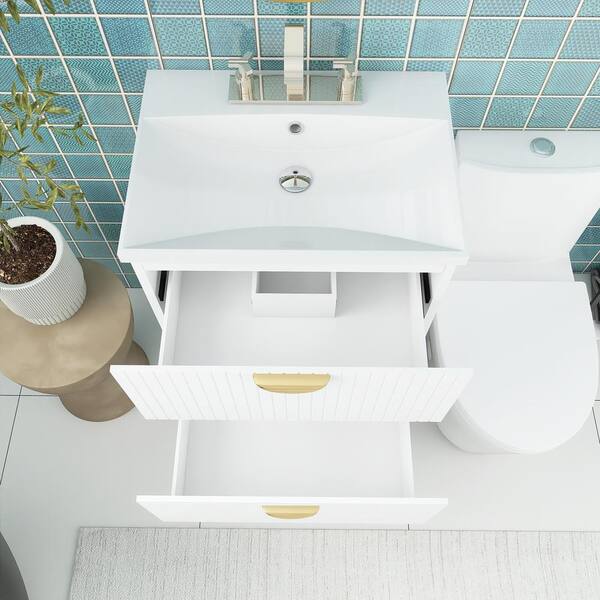 24 inch Small Narrow Bathroom Vanity White with Storage  (23.5Wx18.15Dx35H) CCL208W24