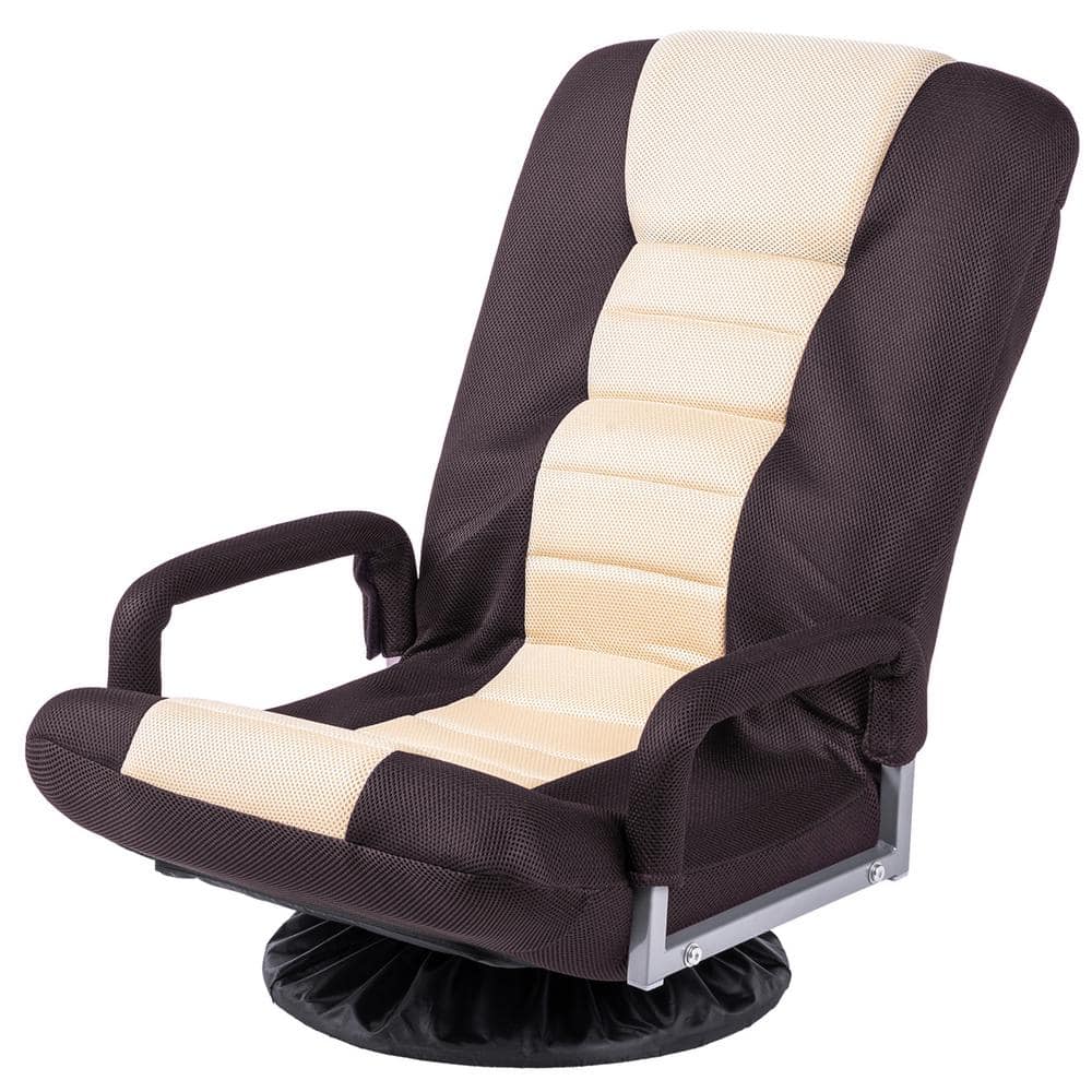 Brown Gaming Chair Adjustable Folding Rotating Sofa Recliner With Armrests