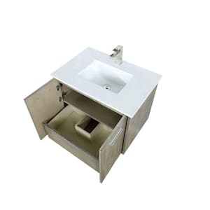 Fairbanks 30 in W x 20 in D Rustic Acacia Bath Vanity, White Quartz Top and Brushed Nickel Faucet Set