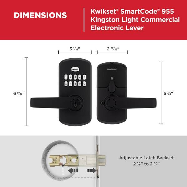 Kwikset SmartCode 955 Matte Black Light Commercial